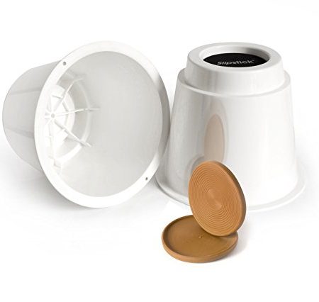 Slipstick CB656 5 Inch Incline Bed Risers for Acid Reflux / GERD Relief (Set of 2 Risers and 2 Non Slip Rubber Protector Pads) White