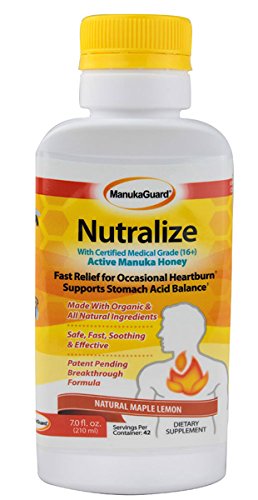 ManukaGuard Medical Grade Manuka Honey Nutralize, Heartburn and Acid Indigestion Relief, Maple Lemon, 6.8 ounces